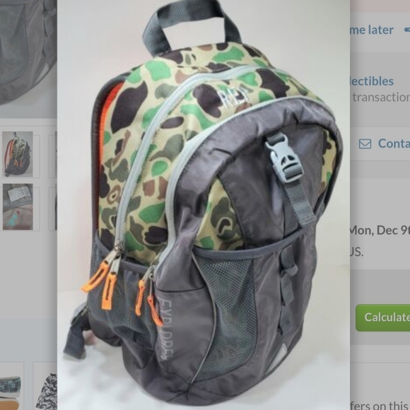 NWT L.L. Bean Explorer Backpack Print III Dark Loden Camo & Orange - Picture 2 of 11